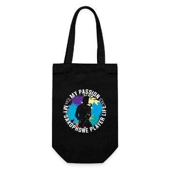 Saxophone Player My Passion My Wind Instrument - Gift Bag for Bottles - black - Front