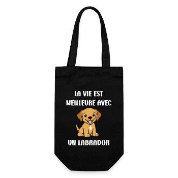 Petit chien humour labrador - Sac à bouteille - noir - Devant