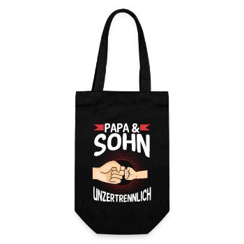 Papa Sohn Vater Familie Geschenk - Geschenkbeutel für Flaschen - Schwarz - Vorne