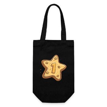Birthday biscuit for one-year-olds, 1 year old - Gift Bag for Bottles - black - Front