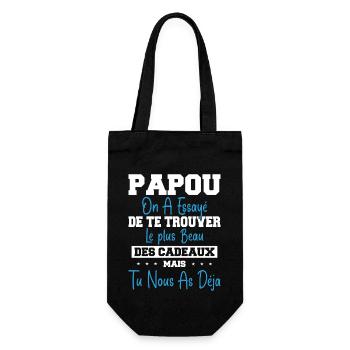 Papou Cadeau Humour Papa Fête des Pères - Sac à bouteille - noir - Devant