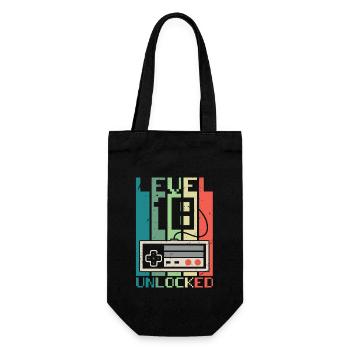 Level 18 freigeschaltet - Geschenkbeutel für Flaschen - Schwarz - Vorne
