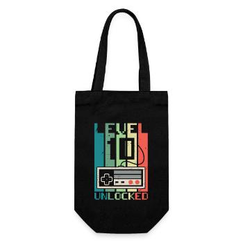 Level 10 freigeschaltet - Geschenkbeutel für Flaschen - Schwarz - Vorne