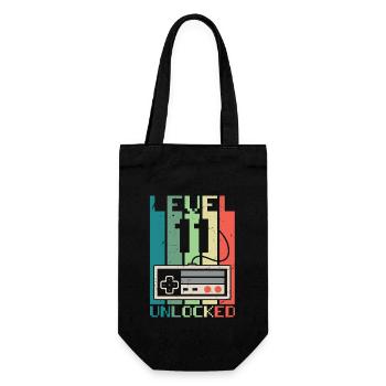 Level 11 freigeschaltet - Geschenkbeutel für Flaschen - Schwarz - Vorne