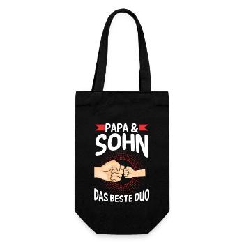Papa Sohn Vater Familie Geschenk - Geschenkbeutel für Flaschen - Schwarz - Vorne