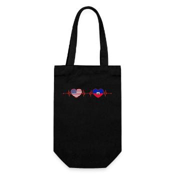 USA Haiti Heartbeat American Haitian - Gift Bag for Bottles - black - Front