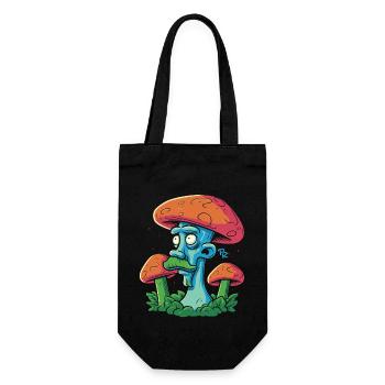 Mushroom man with mustache, picking mushrooms in the forest - Gift Bag for Bottles - black - Front