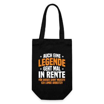 Auch Eine Legende Geht Mal In Rente Geschenk Rente - Geschenkbeutel für Flaschen - Schwarz - Vorne