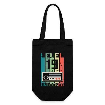 Level 19 freigeschaltet - Geschenkbeutel für Flaschen - Schwarz - Vorne