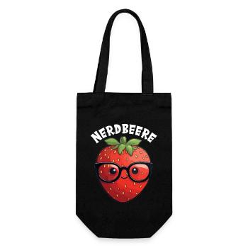 Nerdbeere Junge Mädchen Nerdy Nerd Erdbeere - Geschenkbeutel für Flaschen - Schwarz - Vorne