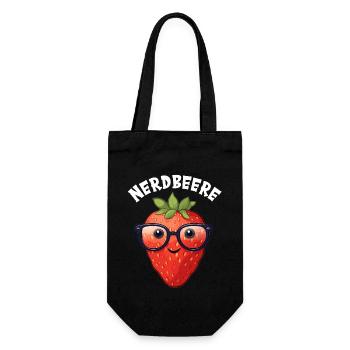 Nerdbeere Junge Mädchen Nerdy Nerd Erdbeere - Geschenkbeutel für Flaschen - Schwarz - Vorne