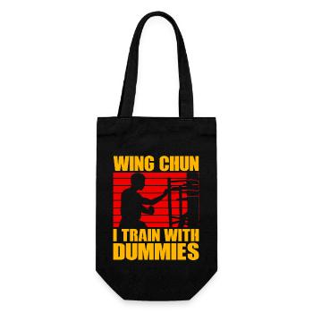 Wing Chun I train with Dummies - Gift Bag for Bottles - black - Front