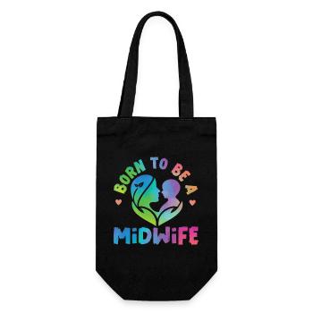 Nurse Midwife Birth Worker Born To - Gift Bag for Bottles - black - Front