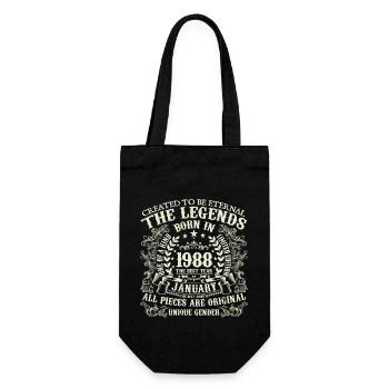 January 1988 Anniversary 1988 January Year - Gift Bag for Bottles - black - Front