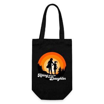 Hiking with my daughter - wandern mit Tochter - Geschenkbeutel für Flaschen - Schwarz - Vorne