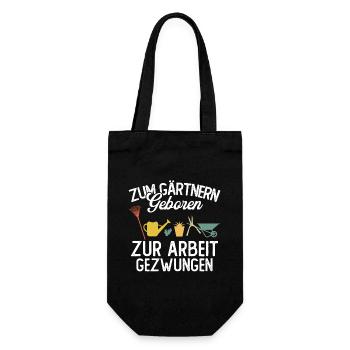 Zum gärtnern geboren zur arbeit gezwungen - Geschenkbeutel für Flaschen - Schwarz - Vorne
