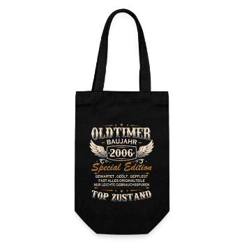 Oldtimer Baujahr 2006 Jahrgang Geburtstag Geschenk - Geschenkbeutel für Flaschen - Schwarz - Vorne