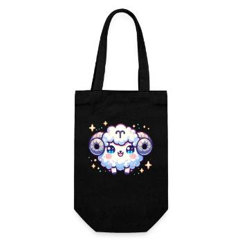 Aries Zodiac Sign Kawaii Character Birthdayd - Gift Bag for Bottles - black - Front