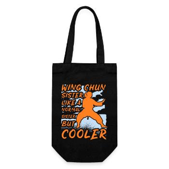Wing Chun Schwester wie eine normale Schwester nur cooler - Geschenkbeutel für Flaschen - Schwarz - Vorne