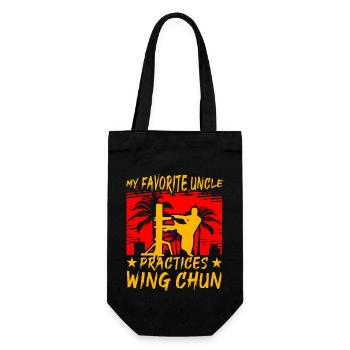 Mein Lieblingsonkel praktiziert Wing Chun - Geschenkbeutel für Flaschen - Schwarz - Vorne