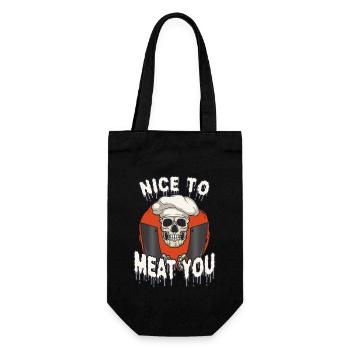 Fleischschneider Metzger Horror Skelett Gore - Geschenkbeutel für Flaschen - Schwarz - Vorne