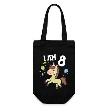 I'm 8 years old Horses Horse 8th birthday - Gift Bag for Bottles - black - Front