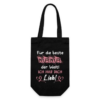 Beste Mama - Geschenkbeutel für Flaschen - Schwarz - Vorne