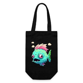 Fauler Zombie-Fisch - Geschenkbeutel für Flaschen - Schwarz - Vorne