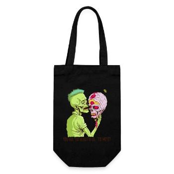 Zombie Holding Skull Brain - Gift Bag for Bottles - black - Front