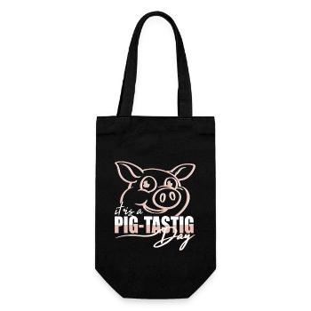 It's a pig-tastic day pig owner farming - Gift Bag for Bottles - black - Front