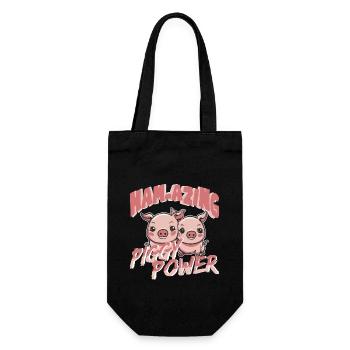 Schinken Schweinchen Power Schwein Liebe Bauer - Geschenkbeutel für Flaschen - Schwarz - Vorne