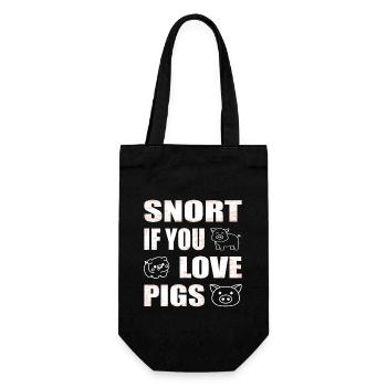 Schnauben, wenn du Schweine liebst Schweinezüchter - Geschenkbeutel für Flaschen - Schwarz - Vorne