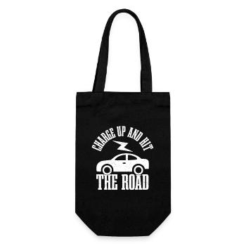 Charge Up And Hit The Road Electric Car Driver - Gift Bag for Bottles - black - Front