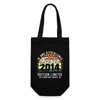 Février 2014 Vintage Cadeau Anniversaire 10 Ans - Sac à bouteille - noir - Devant