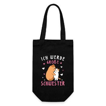 Ich werde große Schwester - Geschenkbeutel für Flaschen - Schwarz - Vorne
