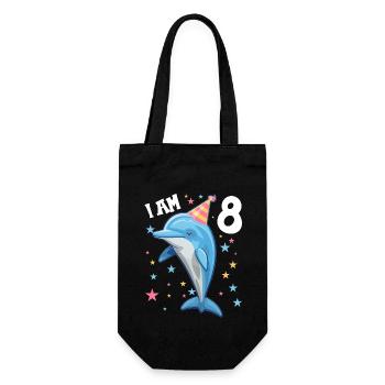 I'm 8 years old Dolphins Dolphin 8th Birthday - Gift Bag for Bottles - black - Front