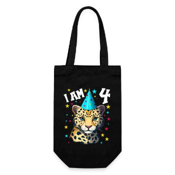 I'm 4 Years Old Leopard Leopard 4th Birthday - Gift Bag for Bottles - black - Front
