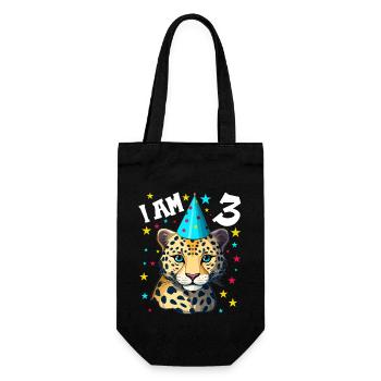 Ich bin 3 Jahre alt Leoparde Leopard 3. Geburtstag - Geschenkbeutel für Flaschen - Schwarz - Vorne