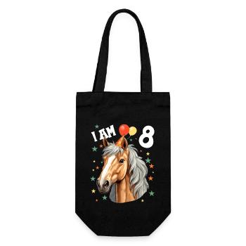 I'm 8 Years Old Horses Horse 8th Birthday - Gift Bag for Bottles - black - Front