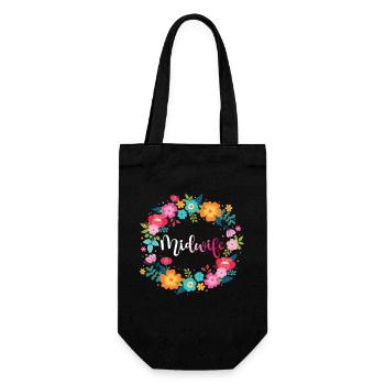 Nurse Midwife Birth Worker Flower - Geschenkbeutel für Flaschen - Schwarz - Vorne