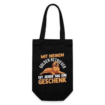 Hund Golden Retriever - Geschenkbeutel für Flaschen - Schwarz - Vorne