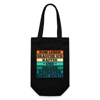 Kaffee Hund Golden Retriever - Geschenkbeutel für Flaschen - Schwarz - Vorne