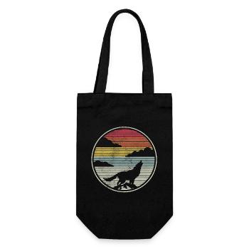 Wolf Geschenk Retro Vintage - Geschenkbeutel für Flaschen - Schwarz - Vorne