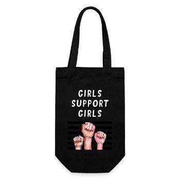 Mädchen unterstützen Mädchen - Geschenkbeutel für Flaschen - Schwarz - Vorne
