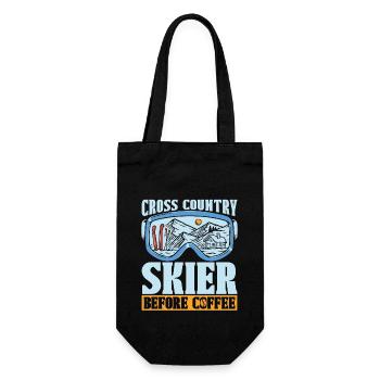 Cross Country Skier Before Ski Racing Coffee Lover - Geschenkbeutel für Flaschen - Schwarz - Vorne