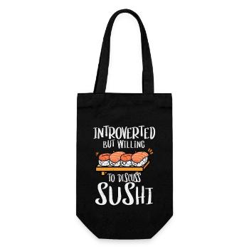 Introverted But Willing To Discuss Sushi 2Introver - Geschenkbeutel für Flaschen - Schwarz - Vorne