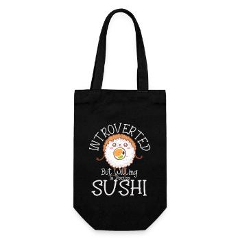 Introverted But Willing To Discuss SushiIntroverte - Geschenkbeutel für Flaschen - Schwarz - Vorne