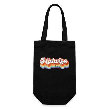 Nurse Midwife Birth Worker Retro - Geschenkbeutel für Flaschen - Schwarz - Vorne