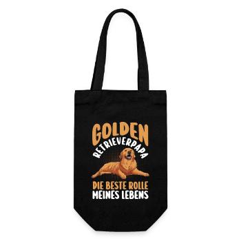 Hundepapa Herrchen Hund Golden Retriever - Geschenkbeutel für Flaschen - Schwarz - Vorne