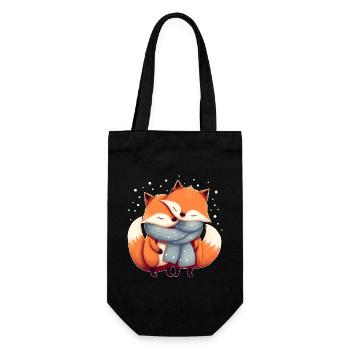 Fuchs Paar - Geschenkbeutel für Flaschen - Schwarz - Vorne